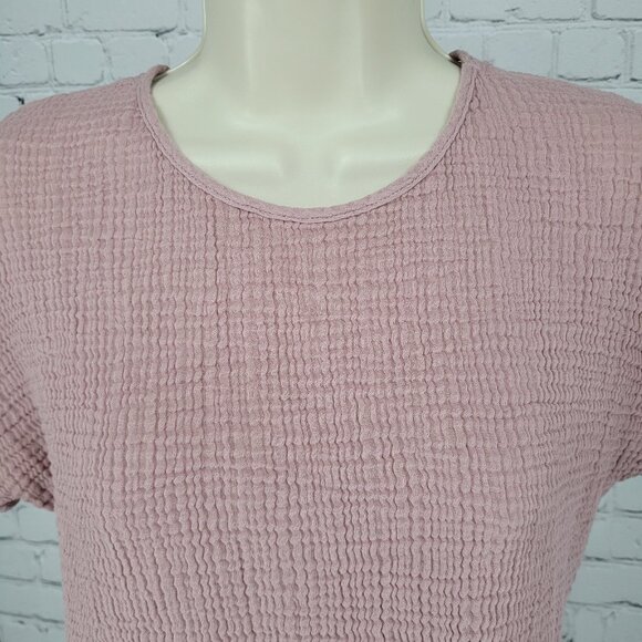 Decjuba Muted Pink 100% Cotton Muslin Short Cuffed Sleeve Top Size Small S - Picture 6 of 12